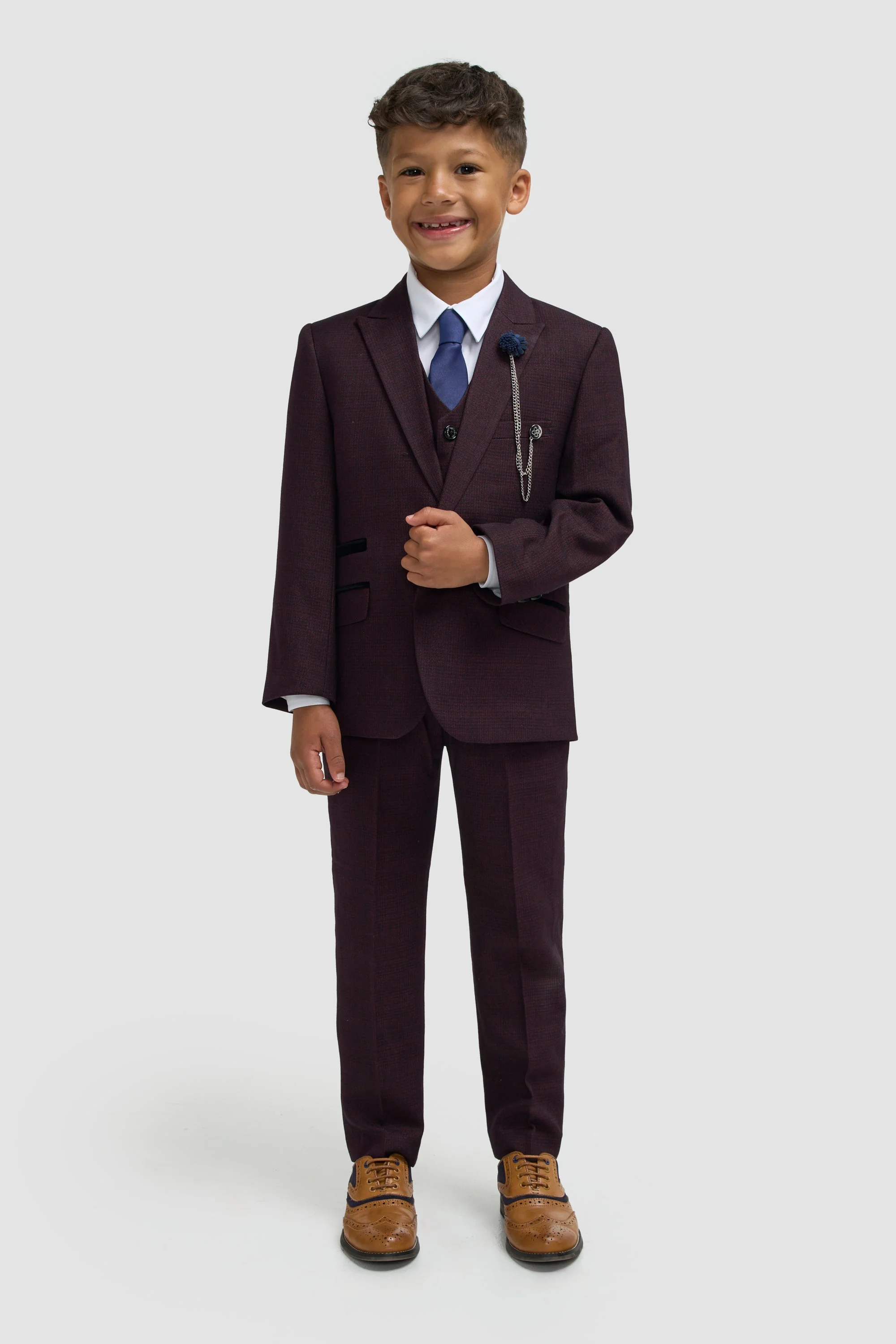 Boys Caridi Wine Three Piece Suit thumbnail 2