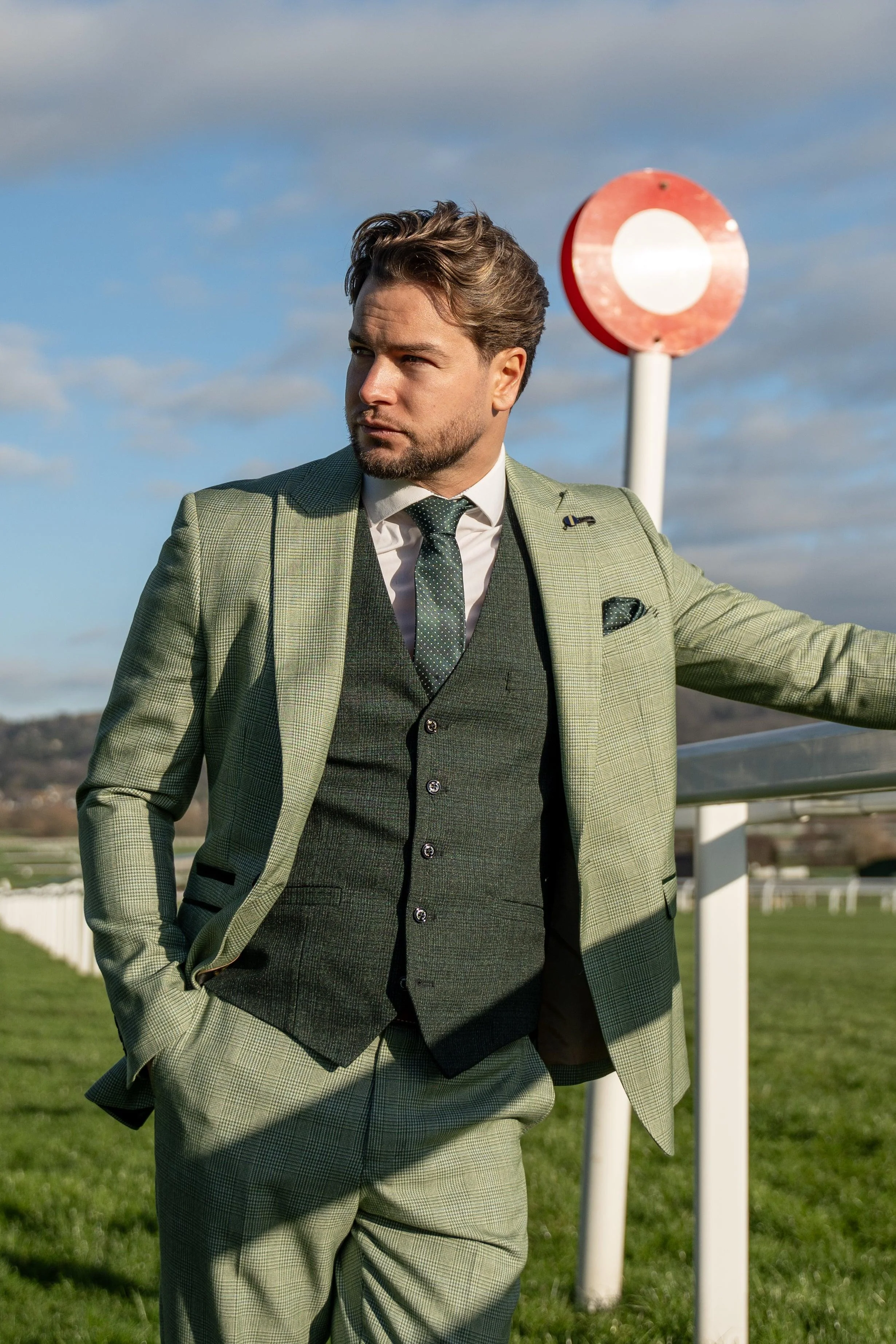 Caridi Sage with Caridi Olive Waistcoat Three Piece Suit thumbnail 2