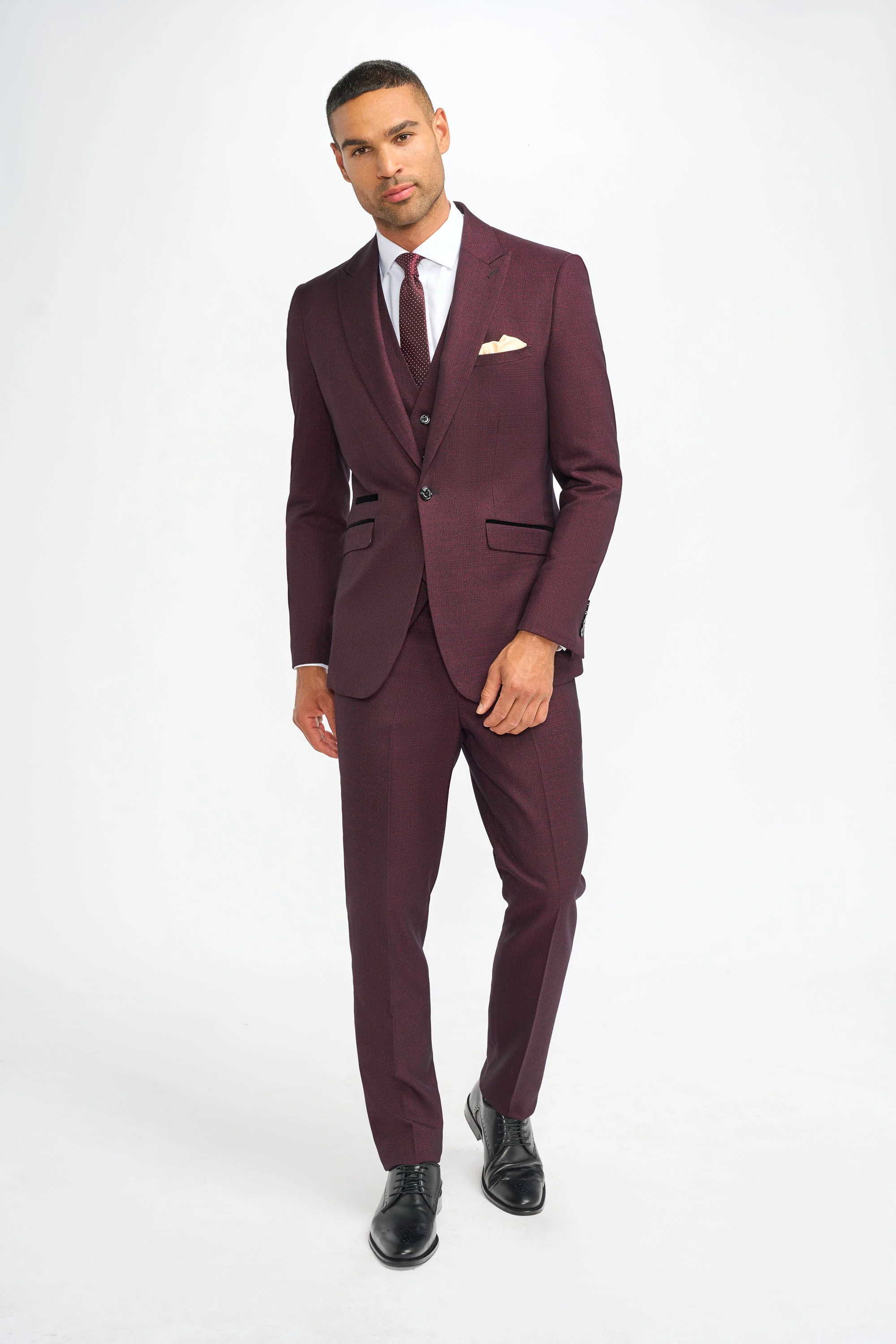 Caridi Wine Regular Check Three Piece Suit thumbnail 2