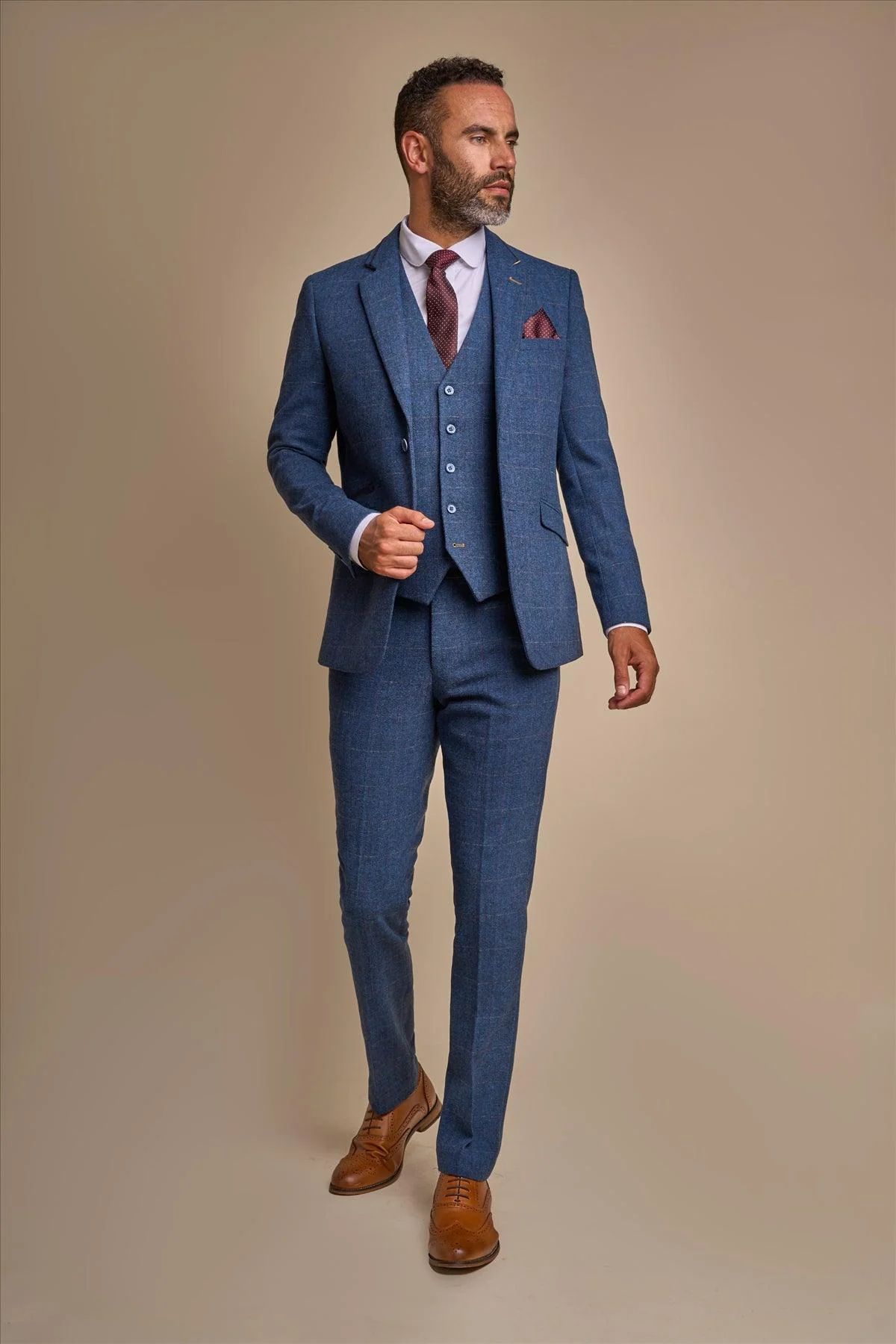 Carnegi Navy Long Tweed Three Piece Suit thumbnail 2