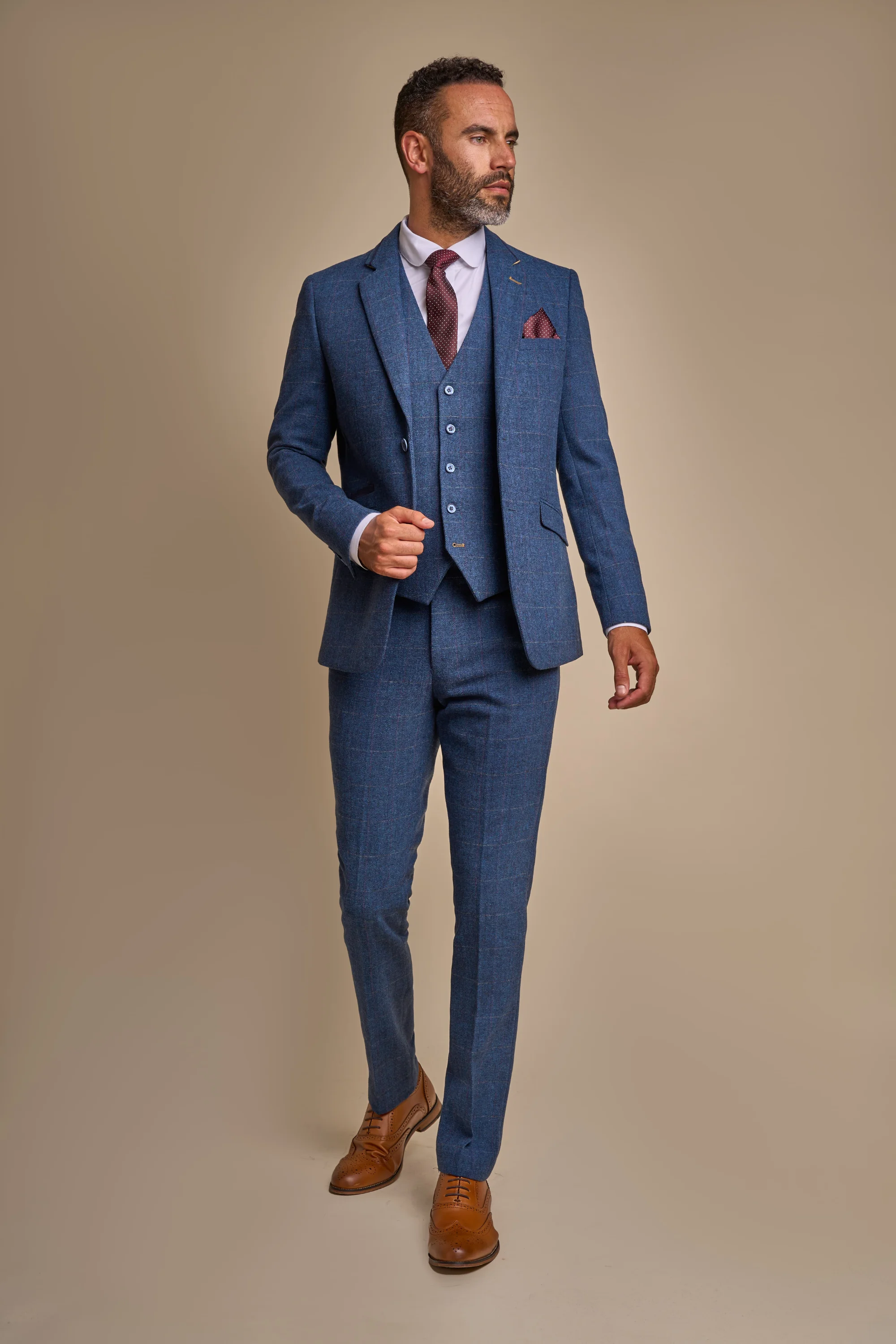 Carnegi Navy Regular Tweed Three Piece Suit thumbnail 2
