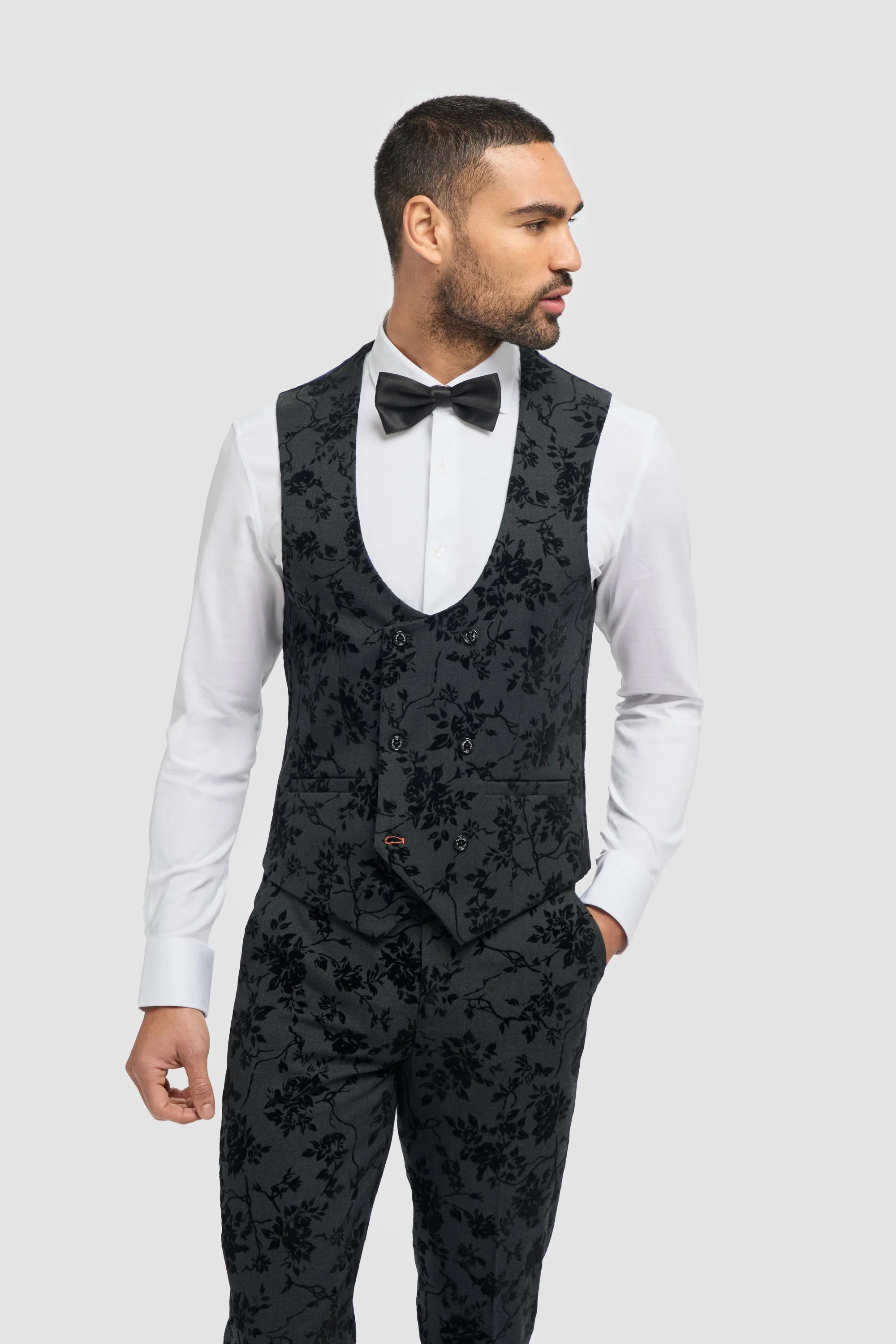 Georgi Floral Double Breasted Waistcoat thumbnail 2
