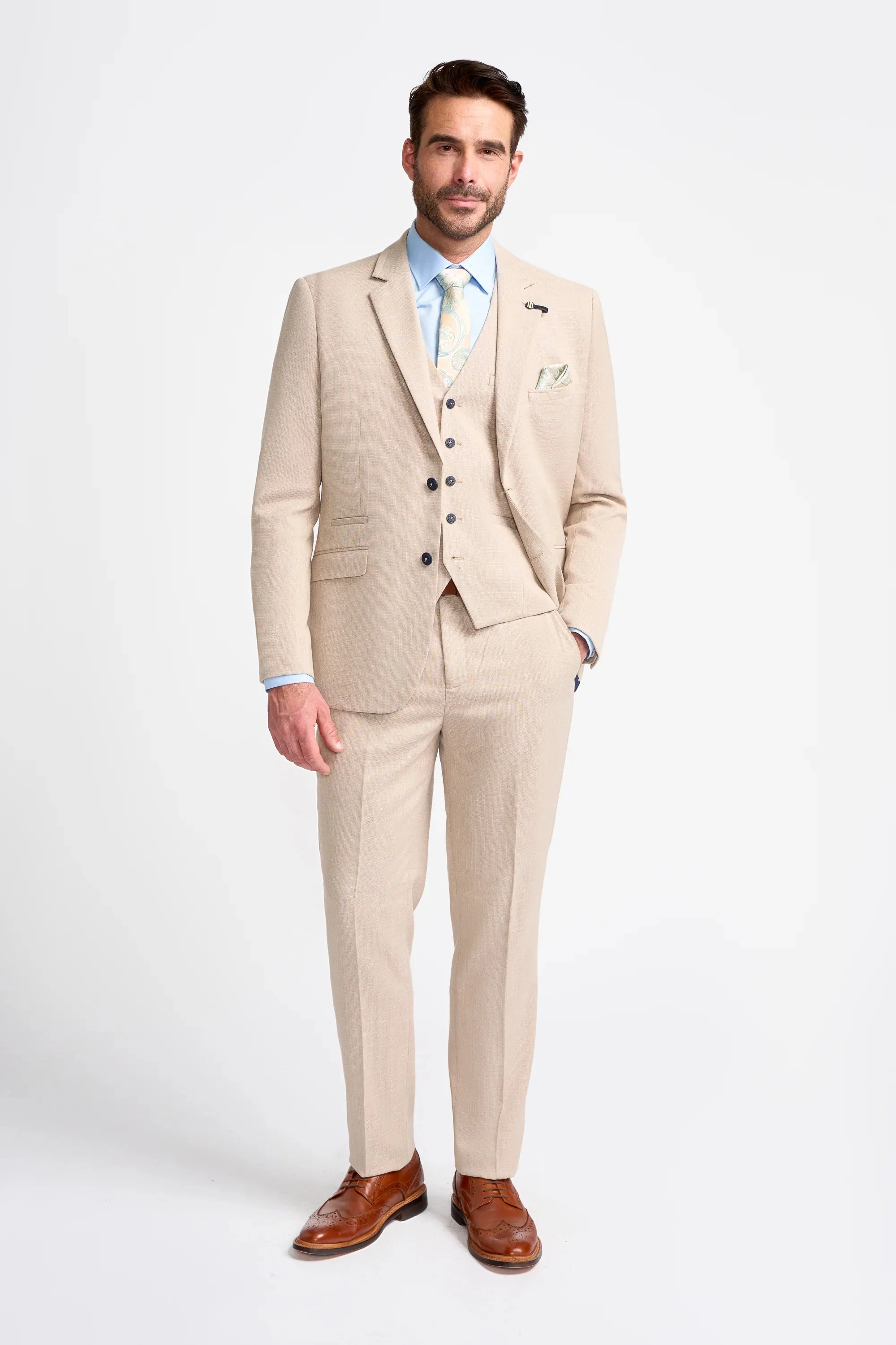 Miami Beige Three Piece Suit thumbnail 2