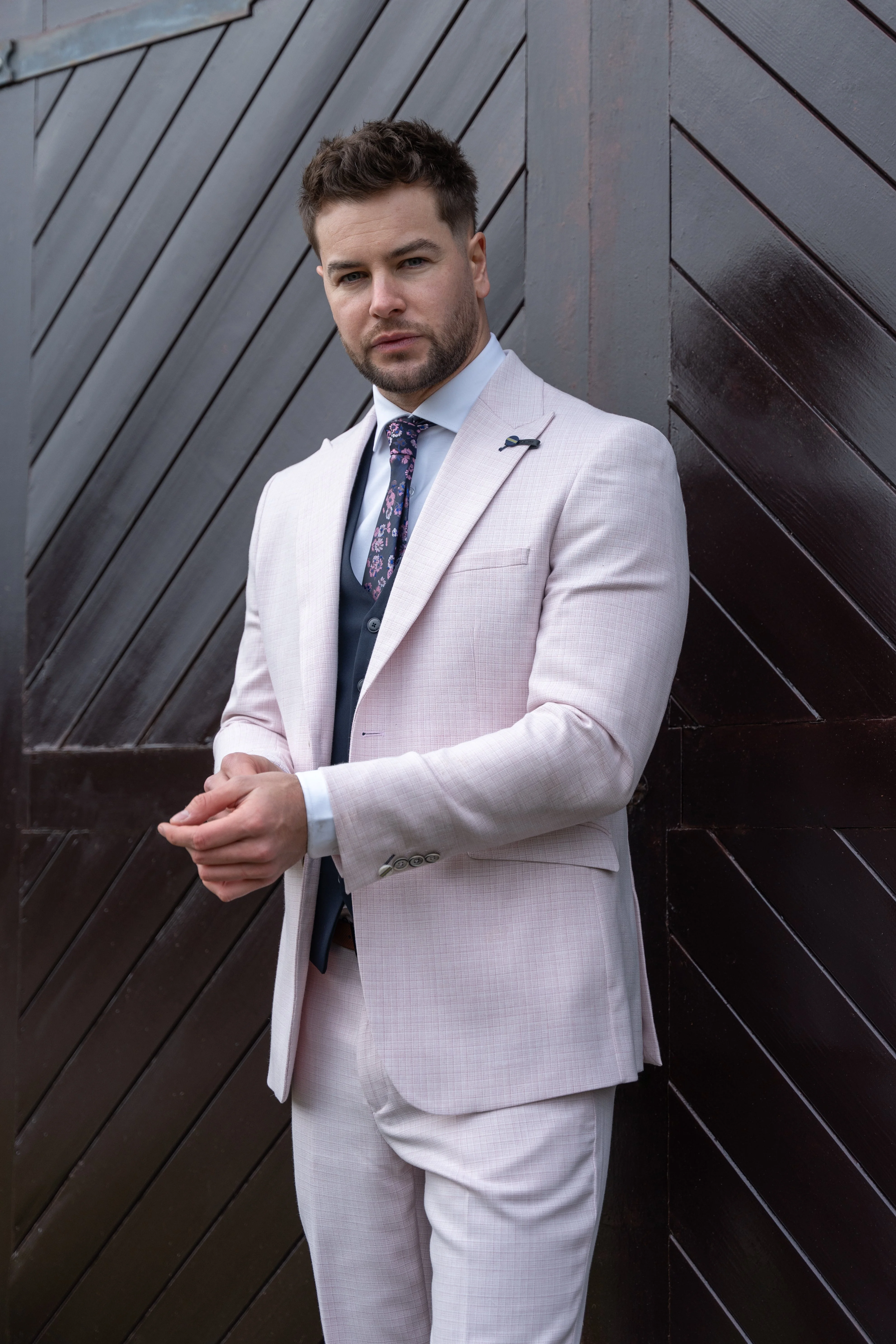 Tropez Mauve with Malibu Navy Waistcoat thumbnail 2