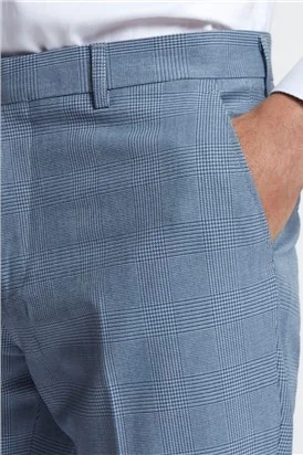 Marc Darcy Slim Fit Bromley Sky Blue Check Suit Jacket thumbnail 15