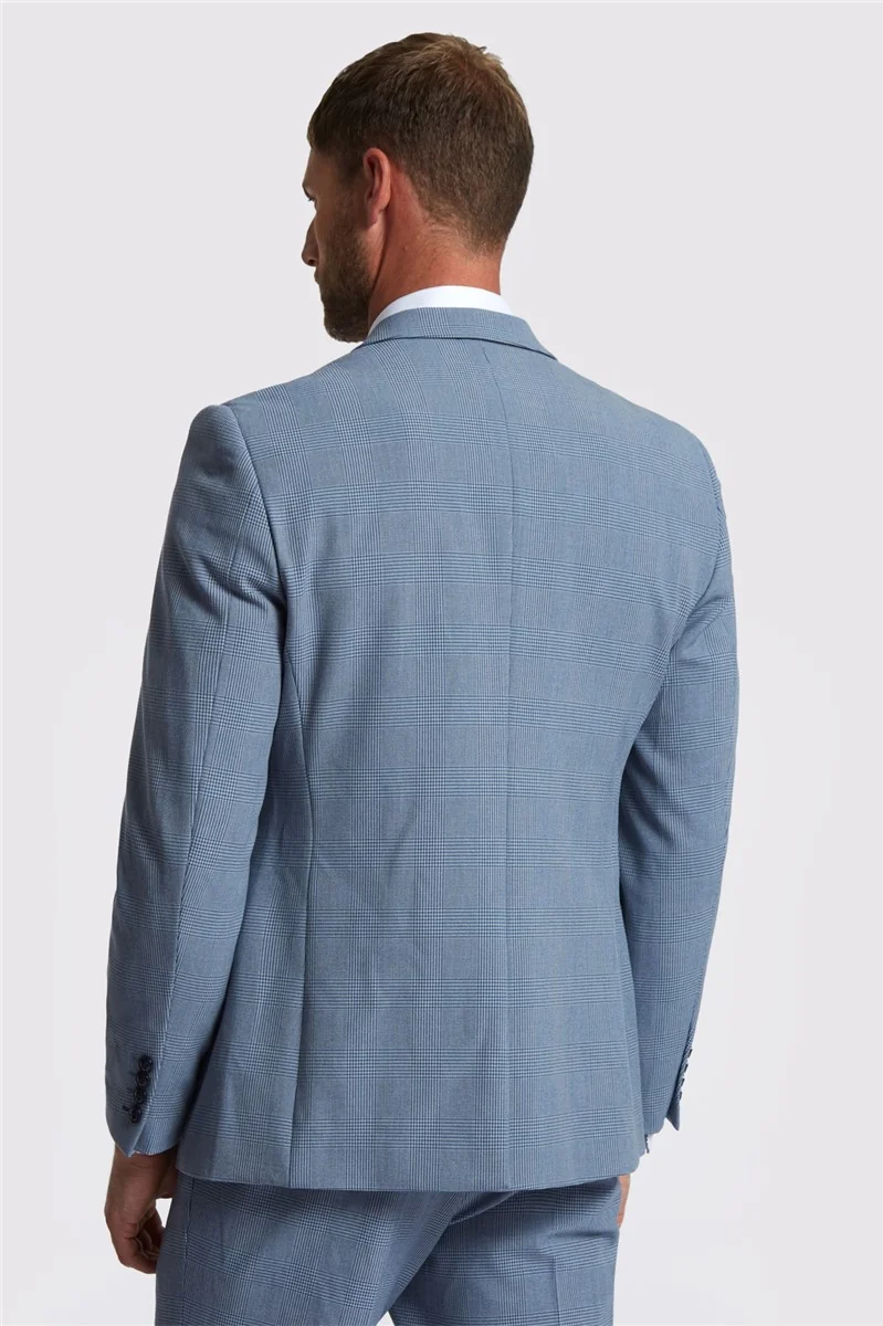 Marc Darcy Slim Fit Bromley Sky Blue Check Suit Jacket thumbnail 4