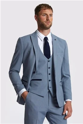 Marc Darcy Slim Fit Bromley Sky Blue Check Suit Jacket thumbnail 7