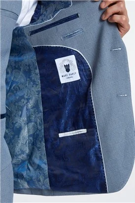 Marc Darcy Slim Fit Bromley Sky Blue Check Suit Jacket thumbnail 11