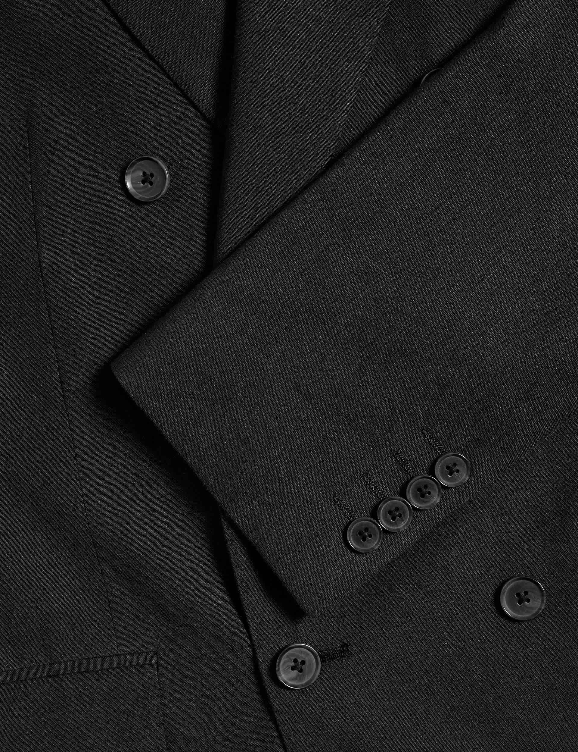 Tailored Fit Italian Performance Linen Blend Double Breasted Suit Jacket thumbnail 5