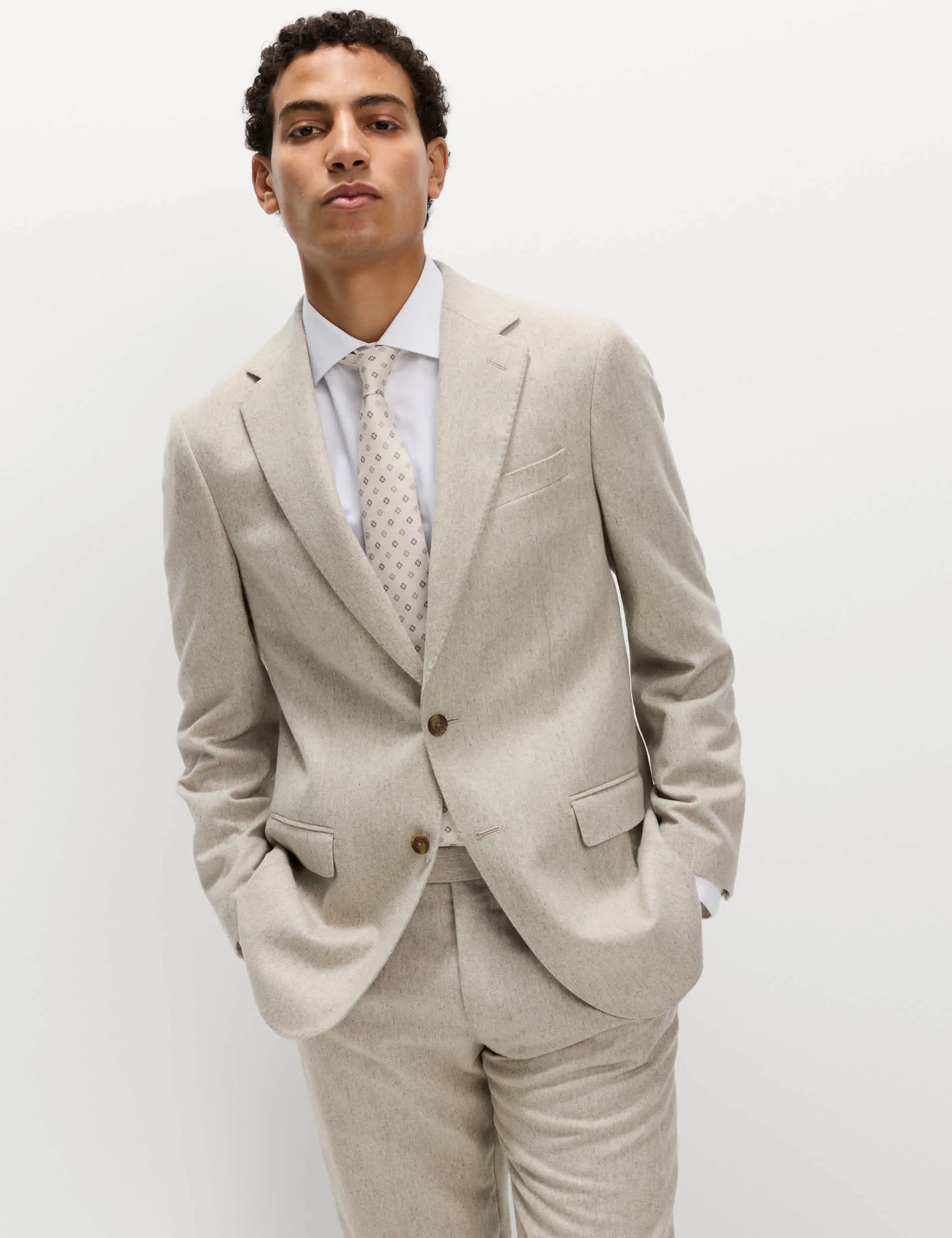 Tailored Fit Wool Rich Tweed Suit Jacket thumbnail 2