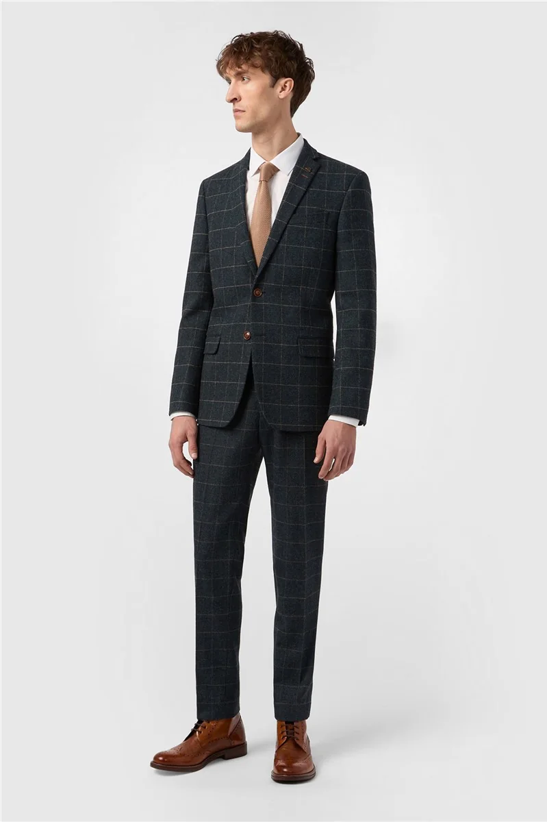 Slim Fit Dax Teal Herringbone Jacket thumbnail 5