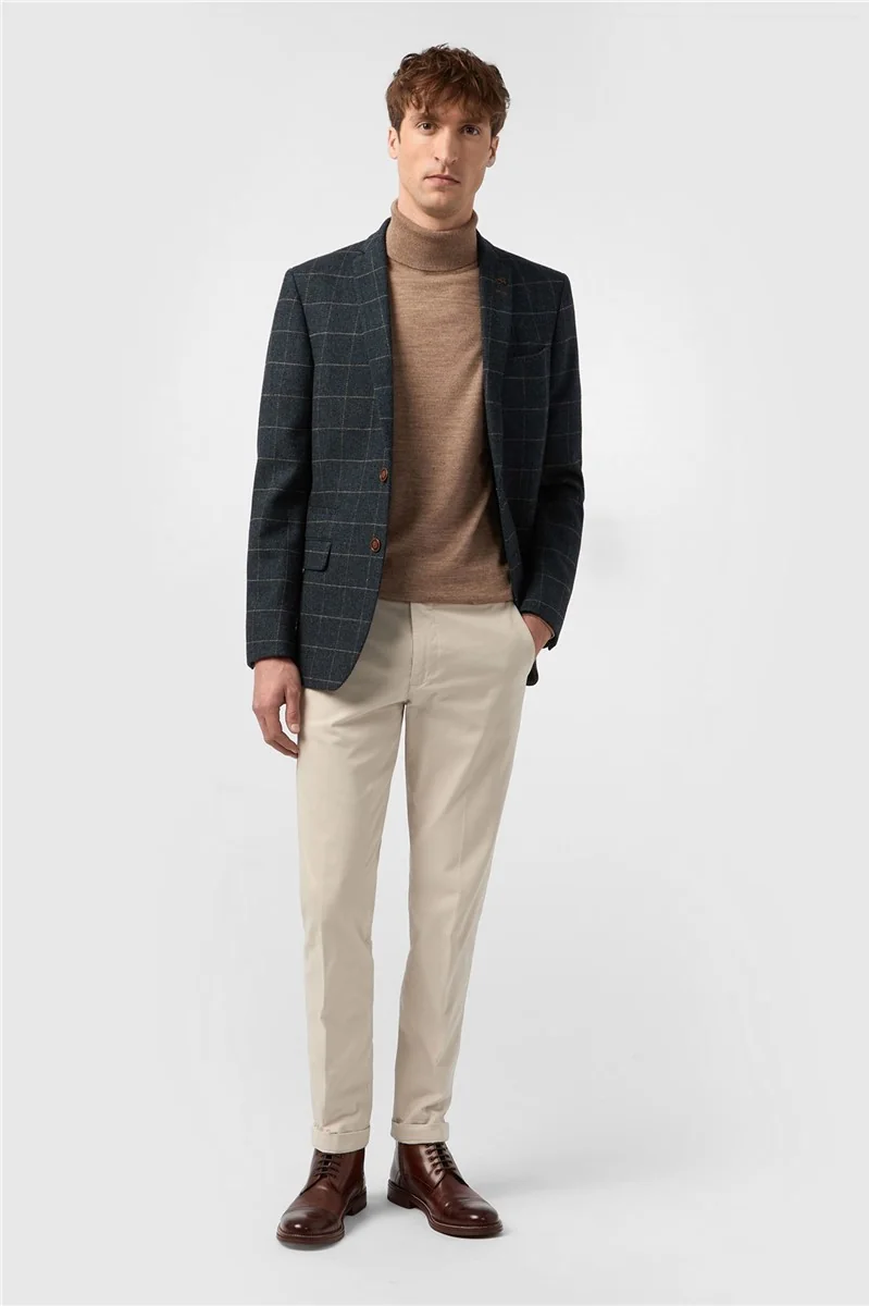 Slim Fit Dax Teal Herringbone Jacket thumbnail 6