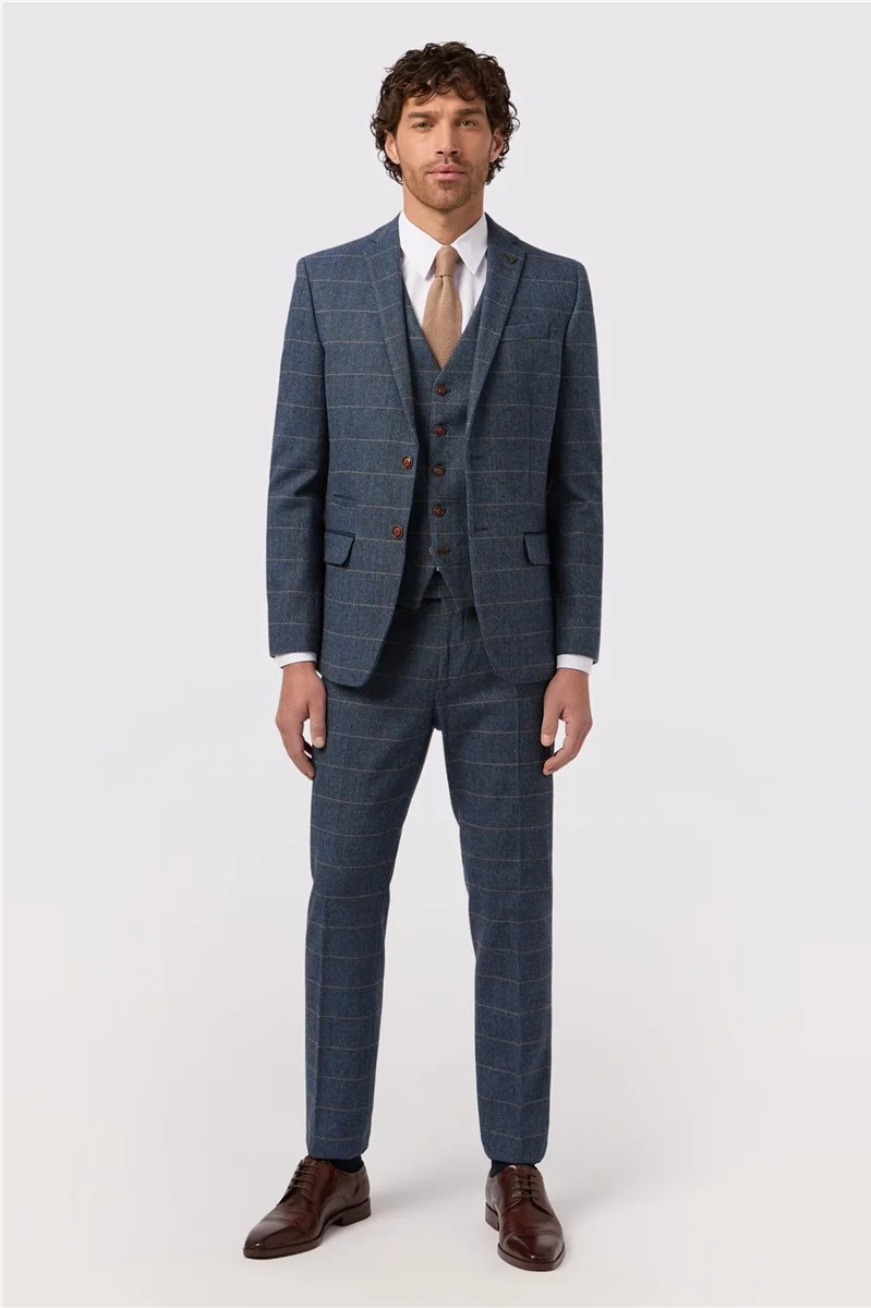 Slim Fit Maverick Navy Herringbone Jacket thumbnail 3