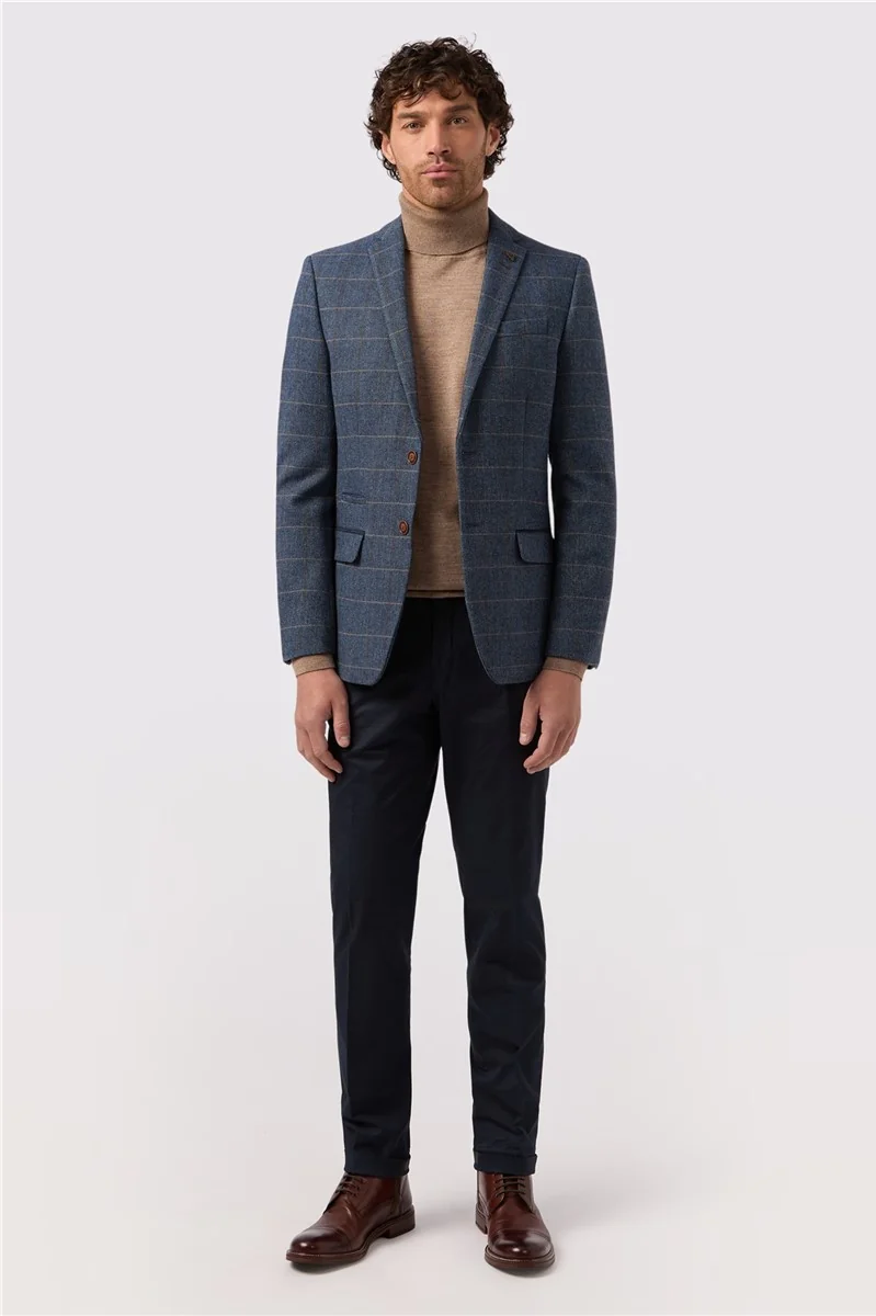 Slim Fit Maverick Navy Herringbone Jacket thumbnail 5