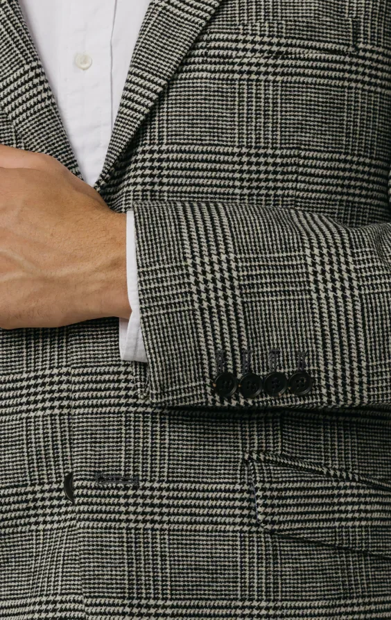 Black and Cream Prince of Wales Check Tweed Jacket thumbnail 4