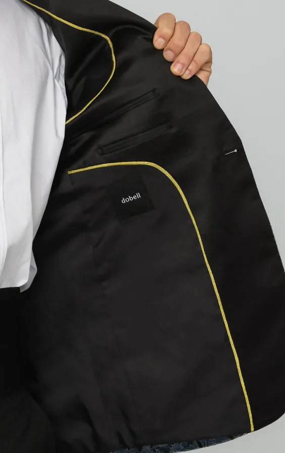 Blue Paisley Velvet Print Dinner Jacket with Peak Lapel thumbnail 7