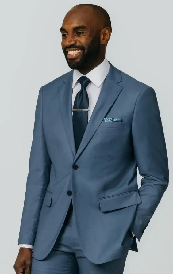 Blue Sharkskin Suit Jacket thumbnail 2