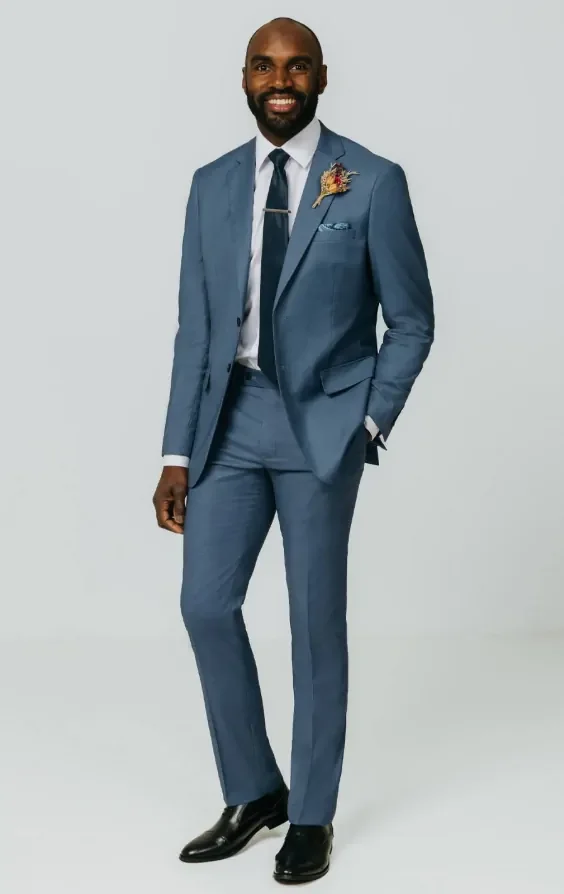 Blue Sharkskin Suit Jacket thumbnail 3