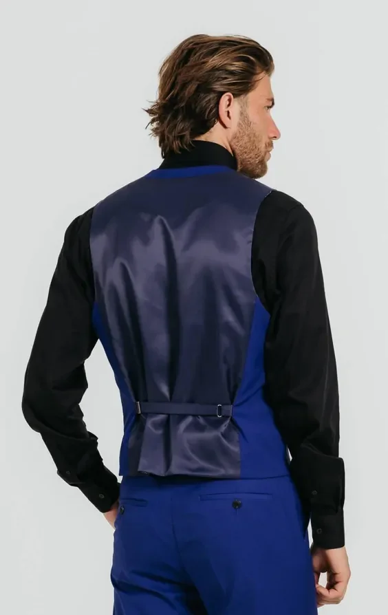 Bright Blue Double Breasted Tuxedo Waistcoat thumbnail 4