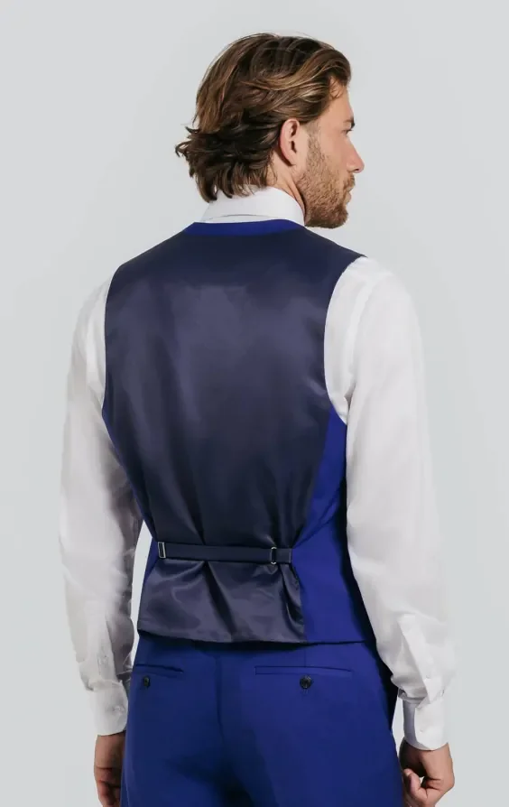 Bright Blue Double Breasted Waistcoat thumbnail 4