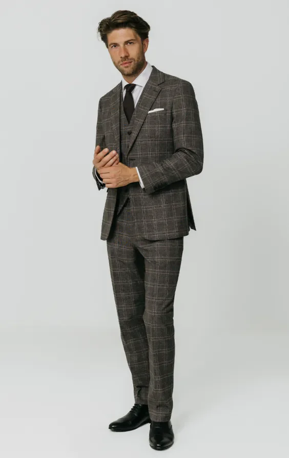 Brown Check 3 Piece Suit thumbnail 3