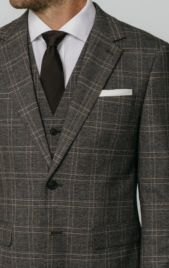 Brown Check 3 Piece Suit thumbnail 5