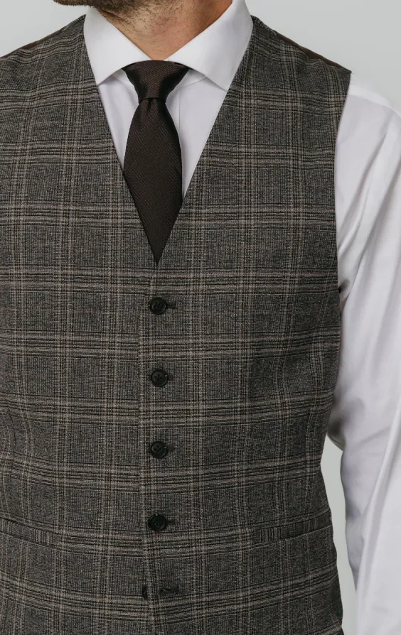 Brown Check Waistcoat thumbnail 3