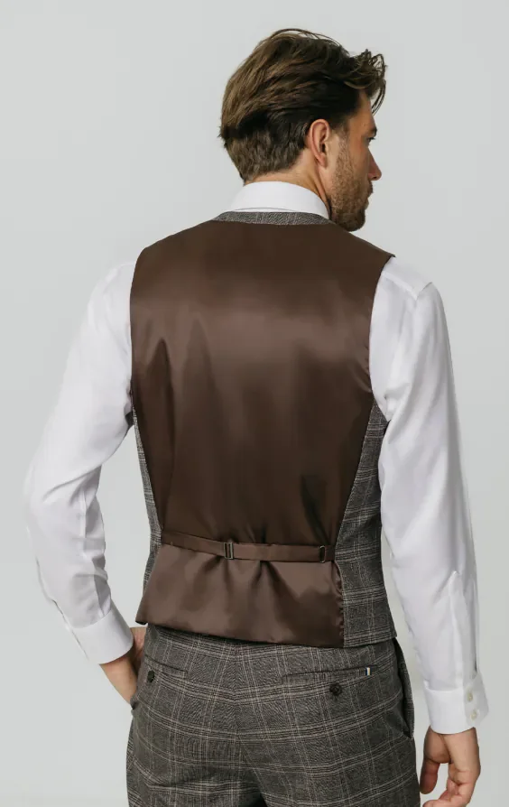 Brown Check Waistcoat thumbnail 4