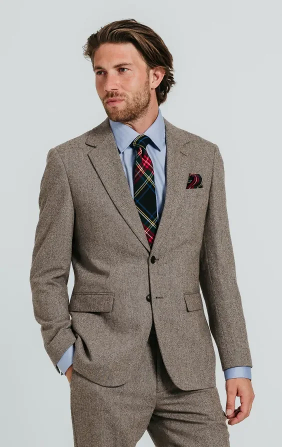 Brown Herringbone Tweed Suit thumbnail 2