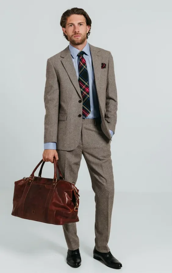 Brown Herringbone Tweed Suit thumbnail 3