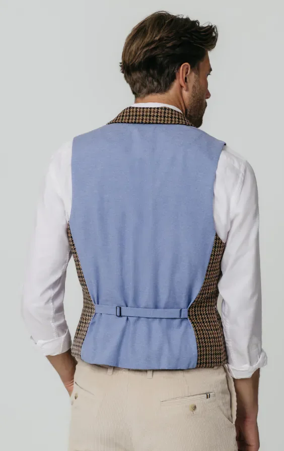 Brown Houndstooth Tweed Waistcoat thumbnail 5