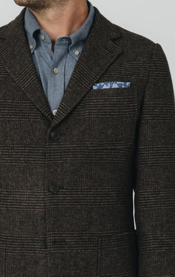 Brown Prince of Wales Tweed Jacket with Patch Pockets thumbnail 5