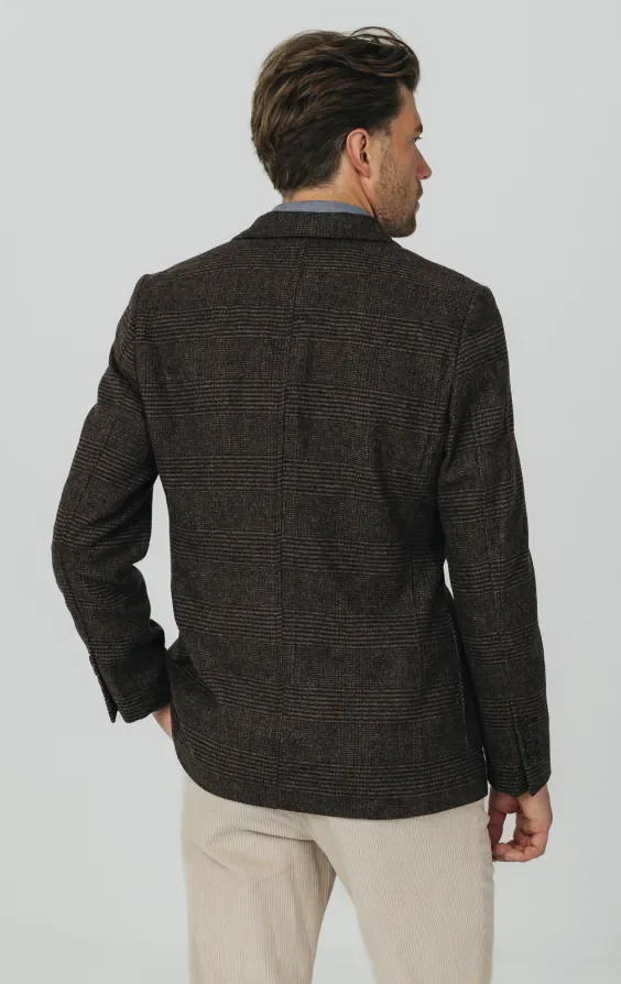 Brown Prince of Wales Tweed Jacket with Patch Pockets thumbnail 7