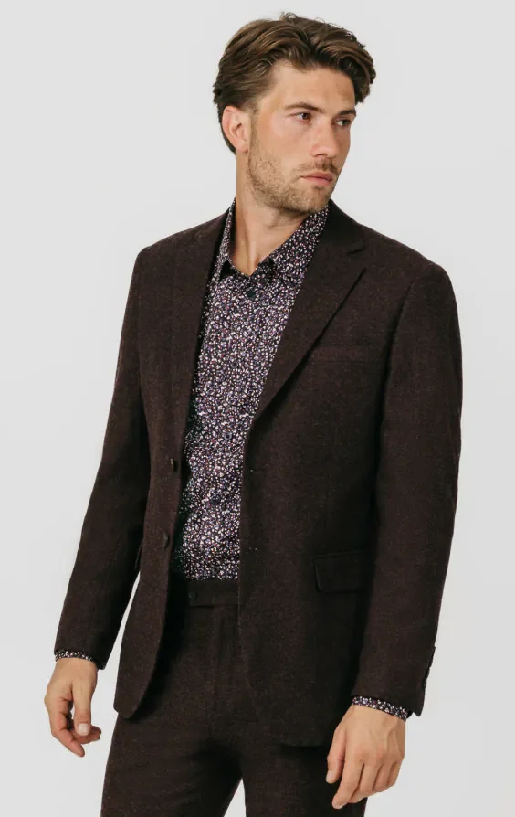 Burgundy Donegal Tweed Jacket thumbnail 2