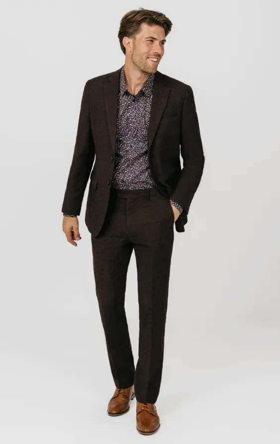 Burgundy Donegal Tweed Jacket thumbnail 3