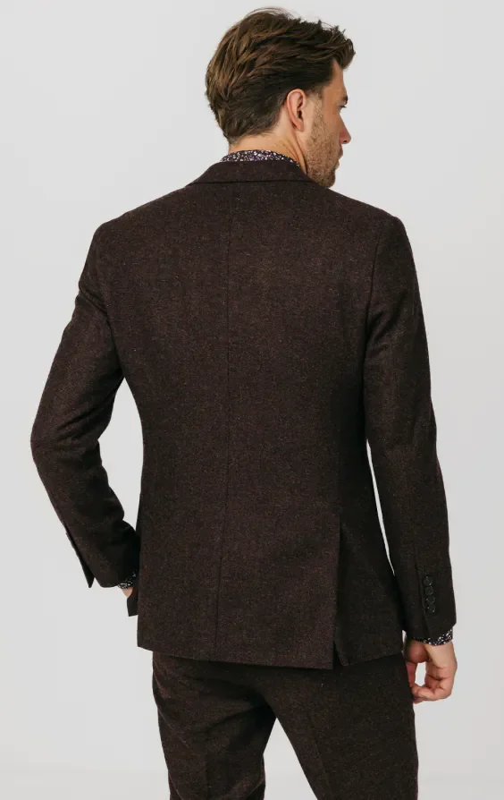 Burgundy Donegal Tweed Jacket thumbnail 7