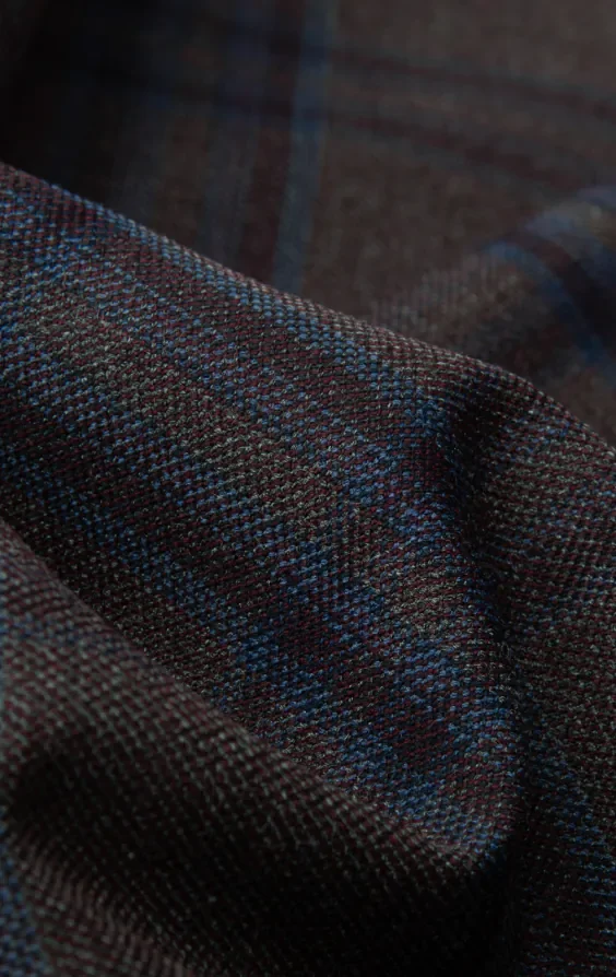 Burgundy with Blue Windowpane Check Suit Jacket thumbnail 10