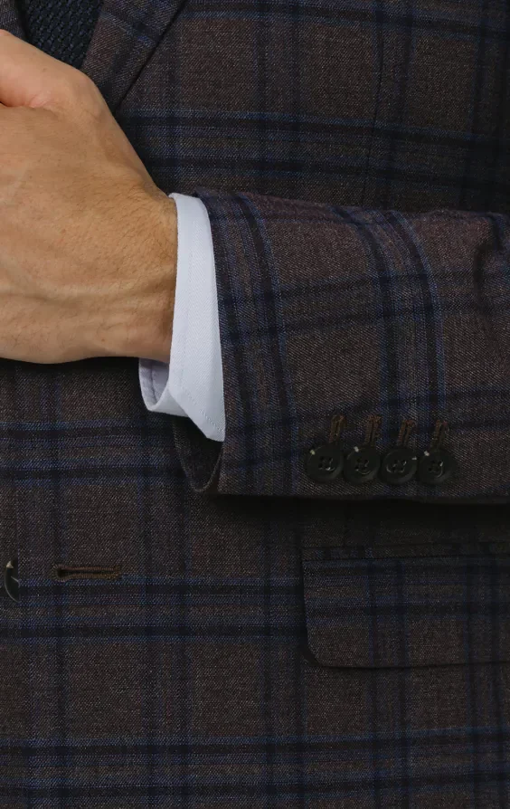 Burgundy with Blue Windowpane Check Suit thumbnail 4