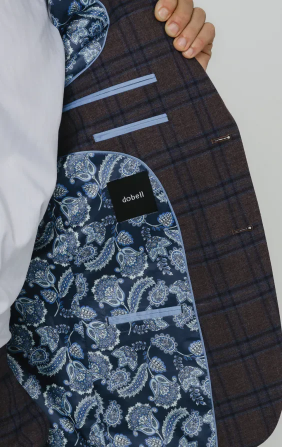 Burgundy with Blue Windowpane Check Suit thumbnail 6