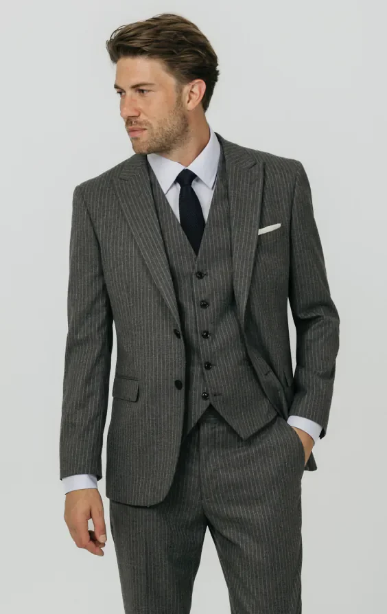 Charcoal Chalkstripe 3 Piece Suit thumbnail 2