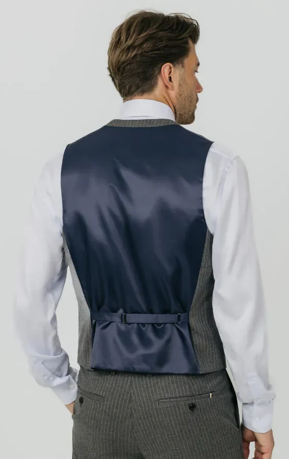 Charcoal Chalkstripe Waistcoat thumbnail 4
