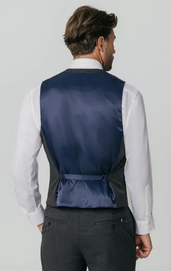 Charcoal Puppytooth Check Waistcoat thumbnail 4