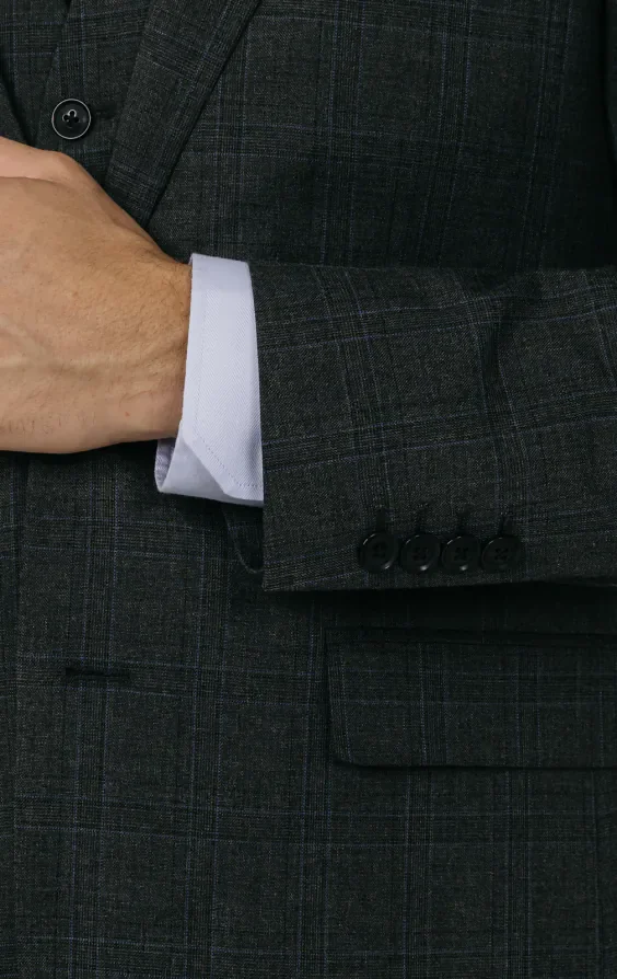 Charcoal Windowpane Check 3 Piece Suit thumbnail 4