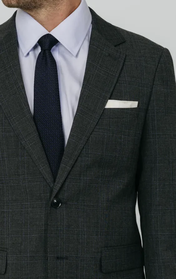 Charcoal Windowpane Check 3 Piece Suit thumbnail 5