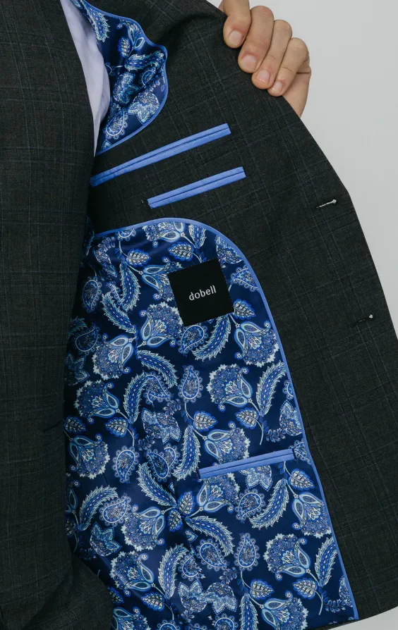 Charcoal Windowpane Check 3 Piece Suit thumbnail 6