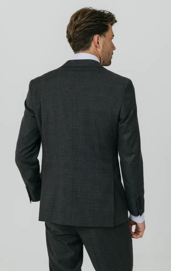 Charcoal Windowpane Check 3 Piece Suit thumbnail 7