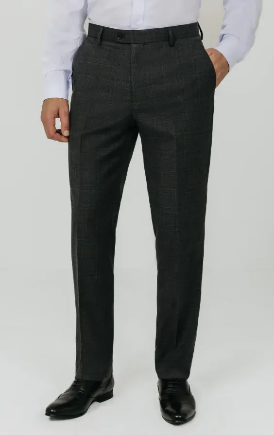 Charcoal Windowpane Check 3 Piece Suit thumbnail 8