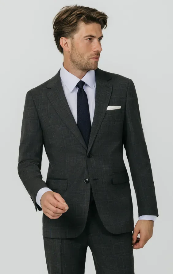 Charcoal Windowpane Check Suit Jacket thumbnail 2