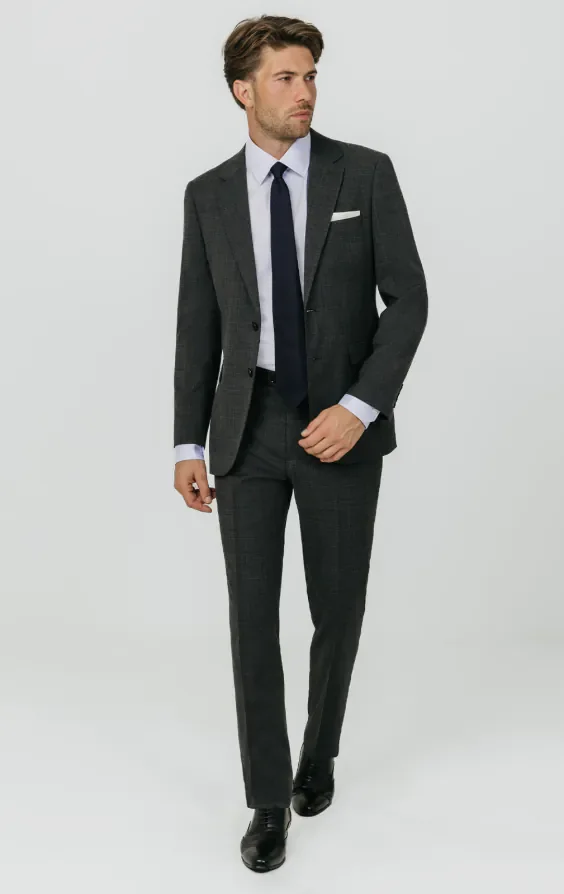 Charcoal Windowpane Check Suit Jacket thumbnail 3
