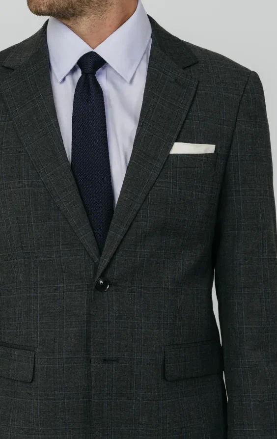 Charcoal Windowpane Check Suit Jacket thumbnail 5